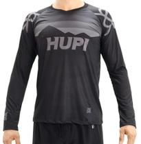 Camisa de Ciclismo Hupi Shadow All Black Manga Longa Modelagem Confortável Preto