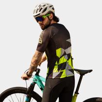 Camisa de Ciclismo Masculina Diamonds Premium TR4 Manga Curta Proteção Uv 3 Bolsos Traseiros Zíper Total
