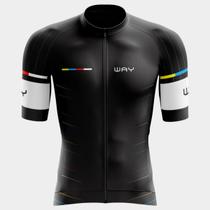 Camisa de Ciclismo Masculina Line Colors Way Premium Manga Curta 3 Bolsos Traseiros Proteção Uv Zíper Total Camisa de Ciclismo Masculina Line Colors Way Premium Manga Curta 3 Bolsos Traseiros Proteção Uv Zíper Total