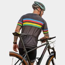 Camisa de ciclismo Masculina Mundial TR4 Premium 3 Bolsos Traseiros Proteção Uv Manga Curta Zíper Total Camisa de ciclismo Masculina Mundial TR4 Premium 3 Bolsos Traseiros Proteção Uv Manga Curta Zíper Total