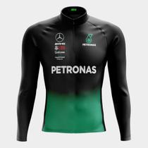 Camisa de Ciclismo Masculina Petronas Manga Longa PRO 3 Bolsos Traseiros Proteção Uv Zíper Parcial