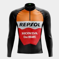 Camisa de Ciclismo Masculina Repsol Manga Longa PRO 3 Bolsos Traseiros Utilitários Proteção Uv Zíper Parcial