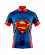 Camisa de Ciclismo Masculina Super Man Manga Curta Equipe