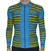 Camisa de Ciclista Feminina Printi - Azul+Cítrico