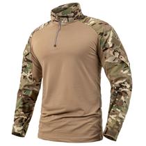 Camisa de combate tática CARWORNIC masculina de manga comprida com zíper 1/4 Camisa de combate tática CARWORNIC masculina de manga comprida com zíper 1/4