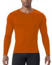 Camisa de compressão EAONLFP com decote em V e manga comprida para homens laranja