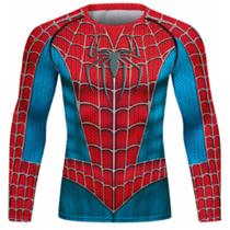 Camisa de Compressão Homem Aranha Clássico Rashguard Elastano Masculino Adulto