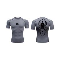 Camisa De Compressão Masculina De Manga Longa Com Estampa De Aranha, Rápido Secagem, Para Treino E