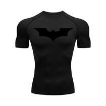 Camisa De Compressão Masculina De Secagem Rápida Com Estampa De Morcego Verão Manga Curta Rash Guard