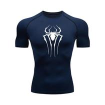 Camisa de Compressão Masculina de Secagem Rápida - Estampa de Aranha - Manga Curta