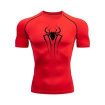 Camisa de Compressão Masculina de Secagem Rápida - Estampa de Aranha - Manga Curta