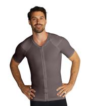Camisa de Compressão Masculina Tommie Copper - Manga Curta Cinza Ardósia