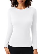 Camisa de compressão POIHIDE feminina de manga comprida branca Camisa de compressão POIHIDE feminina de manga comprida branca