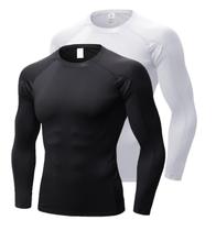 Camisa de compressão Queerier Athletic Workout masculina de manga comprida