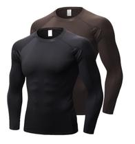 Camisa de compressão Queerier Athletic Workout masculina de manga comprida