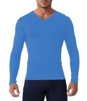 Camisa de compressão Queerier com decote em V e manga comprida para homens