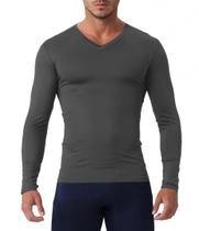 Camisa de compressão Queerier com decote em V e manga comprida para homens