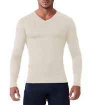 Camisa de compressão Queerier com decote em V e manga comprida para homens