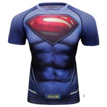 Camisa de Compressão Superman Liga da Justiça Manga Curta Rashguard Elastano