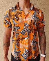 Camisa de crepe viscose - folhas tropicais