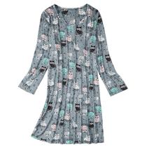Camisa de dormir de algodão cinza com estampa de coruja American Trends