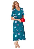 Camisa de Dormir Dreams & Co. 3X/4X Midi em Algodão com Laços Azul-Petróleo Camisa de Dormir Dreams & Co. 3X/4X Midi em Algodão com Laços Azul-Petróleo