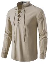 Camisa de fantasia JEMITOP Vintage Renaissance Pirate Viking Masculina