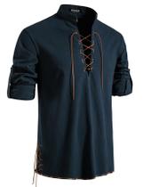 Camisa de fantasia JEMITOP Vintage Renaissance Pirate Viking Masculina