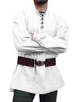 Camisa de fantasia Runcati Medieval Pirate Steampunk Viking Masculina Camisa de fantasia Runcati Medieval Pirate Steampunk Viking Masculina