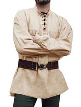 Camisa de fantasia Runcati Medieval Pirate Steampunk Viking Masculina Camisa de fantasia Runcati Medieval Pirate Steampunk Viking Masculina