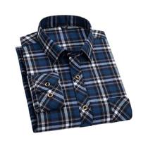Camisa De Flanela De Algodão Puro Para Homens M-6XL, Manga Longa, Estampa Xadrez, Confortável E