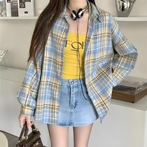 Camisa De Flanela Oversized Com Estampa Xadrez Tartan Para Mulheres, Manga Longa, Com Botões, Estilo