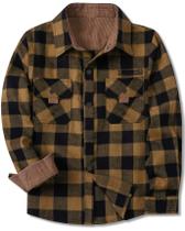 Camisa de flanela SANGTREE para meninos, manga comprida, xadrez marrom, 7-8 anos
