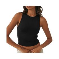Camisa de fundo justo sem mangas com decote redondo Racerback