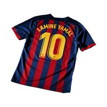 Camisa De Futebol Clássica Com Listras Azuis E Vermelhas AI ChatGPT Lamine Yamal, Impressão Do Nome