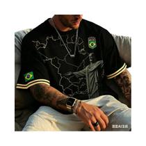 Camisa De Futebol Impressa Em 3D Da Seleção Brasileira, T-shirt Confortável Para Uso Familiar No