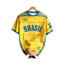 Camisa De Futebol Infantil Brasil Com Listras Retrô, Estampa Respirável E De Secagem Rápida,