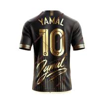 Camisa De Futebol Masculina Preta E Dourada Com Graffiti AI, Manga Curta, Edição Limitada YAMAL 2026 Camisa De Futebol Masculina Preta E Dourada Com Graffiti AI, Manga Curta, Edição Limitada YAMAL 2026