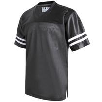 Camisa de futebol Pullonsy preta branca listrada média