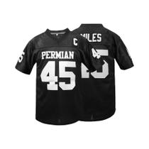 Camisa De Futebol/Rugby Unissex Branca E Preta Boobie Miles 45 Permian Friday Night Lights Bordada Camisa De Futebol/Rugby Unissex Branca E Preta Boobie Miles 45 Permian Friday Night Lights Bordada