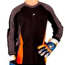 Camisa de Goleiro Infantil Poker Invicto - Preto, Cinza e Laranja
