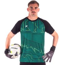 Camisa de Goleiro Manga Curta Sublimada Flash Proteção UV 50+ Poker Cor:Preto+VerdeTamanho:MGênero:Masculino