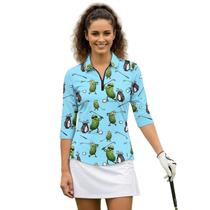 Camisa de golfe Boatee Pickle de manga 3/4 Quick Dry para mulheres Camisa de golfe Boatee Pickle de manga 3/4 Quick Dry para mulheres