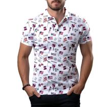 Camisa de golfe Gdewcro USA Doodle Funny para homens de manga curta Camisa de golfe Gdewcro USA Doodle Funny para homens de manga curta