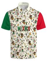 Camisa de golfe LEOPOM Mexico com botões e manga curta para homens XL Camisa de golfe LEOPOM Mexico com botões e manga curta para homens XL