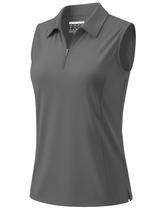 Camisa de golfe MAGCOMSEN SPF 50+ sem mangas para mulheres cinza XL Camisa de golfe MAGCOMSEN SPF 50+ sem mangas para mulheres cinza XL