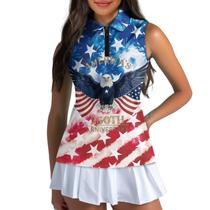 Camisa de golfe POLERO American Flag 250º aniversário feminina