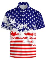 Camisa de golfe Seconight Funny American Flag para homens de manga curta