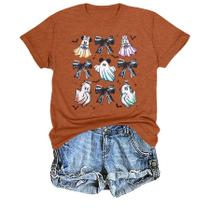 Camisa de Halloween Bealatt Cute Ghost Mouse feminina Burnt Orange