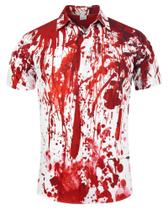 Camisa de Halloween RAISEVERN Blood Splatter para homens em poliéster Camisa de Halloween RAISEVERN Blood Splatter para homens em poliéster